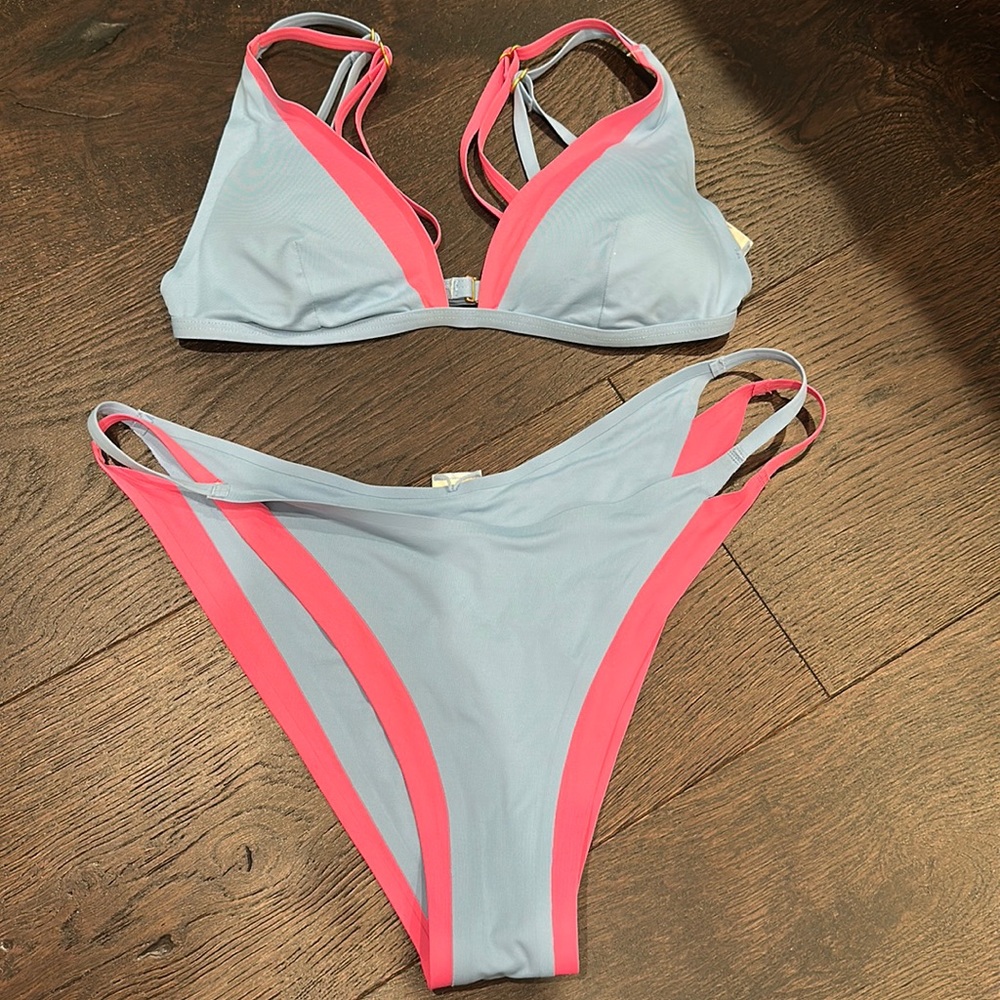 L*Space Finneas Top Billie Bottom Pink and Blue Bikini